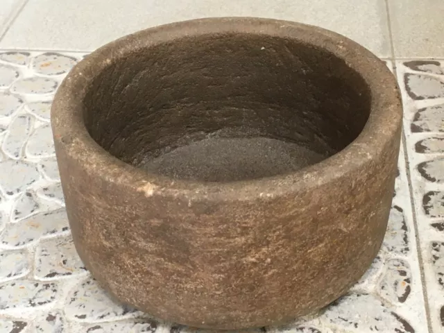 Vintage Old Rare Handmade Primitive Multipurpose Use Stone Bowl Rich Patina
