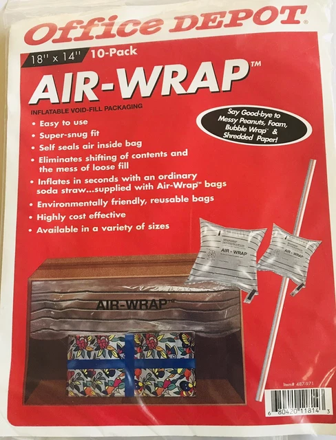 40 Shipping Air-Wrap Inflatable Pillows Void Fill Packaging 18x14" Office Depot