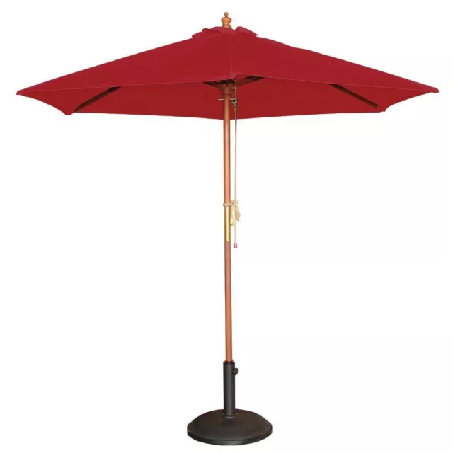 Bolero Round Parasol 2.52x3m Diameter Red Wood Outdoor Garden Home Hotel