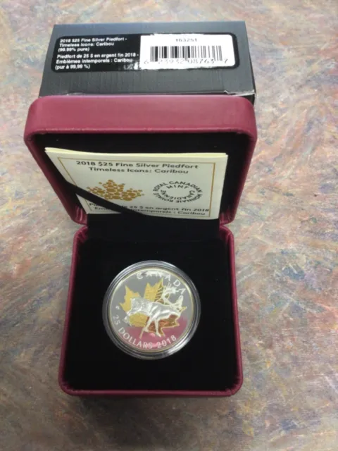 2018 Canada RCM $25 Dollar fine silver Piedfort Timeless Icons Caribou .9999