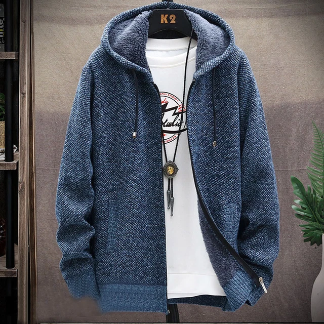 Mens Thick Warm Fleece Lined Hooded Hoodie Winter Zip Up Coat Jacket Sweatshirt
