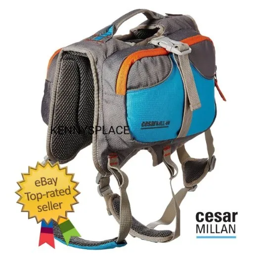 Dog Backpack Saddle Hiking Camping Outdoor Durable Sizes S-M-L Cesar Millan