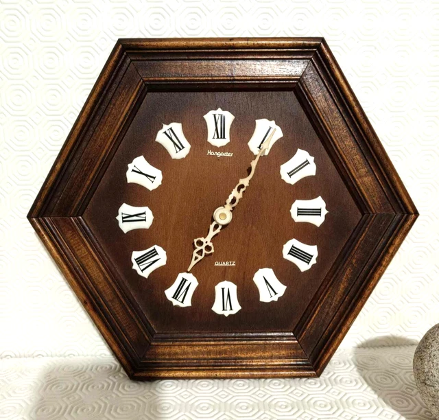 Horloge Murale Silvoz Paris Vintage - Quartz, 31x25 Cm, Marron, Fonctionnelle, Occasion