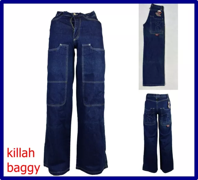 killah jeans pantaloni da donna a vita alta palazzo larghi vintage w27 w28 w29