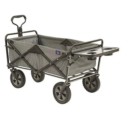 Collapsible Outdoor Utility with Folding Table and Drink Holders Gray Wagon