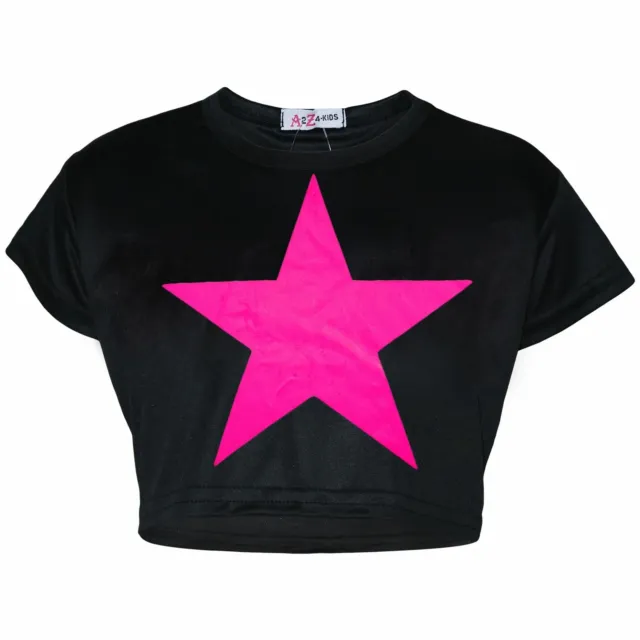 T-shirt moda top bambina stampa a stella nera elegante e alla moda top 5-13 anni
