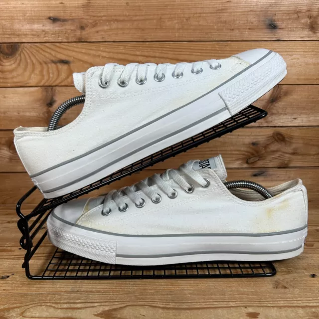 Scarpe da ginnastica basse CONVERSE All Star da uomo taglia UK 10 bianche in tela stringate