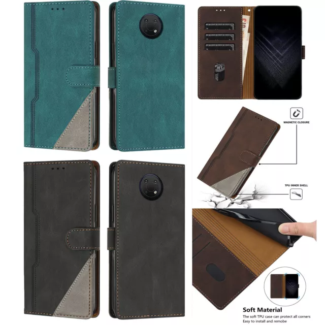 Luxus Spleißen PU Leder Flip Wallet Case Handyhülle für Nokia G300 G50 G60 G20