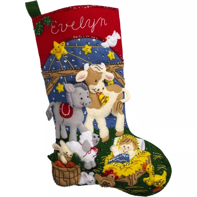 Bucilla Felt Stocking Applique Kit 18" Long-Christmas Nativity 89531E