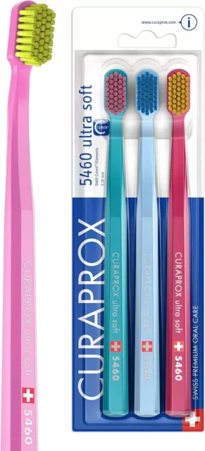 Curaprox Toothbrush Set CS-5460 Pack - 3 Ultra Soft Manual Toothbrushes Super