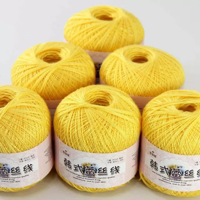Luxurious 6ballsx50g Hand DIY Wear Cotton Lace Crochet Shawl Knitting Yarn 15