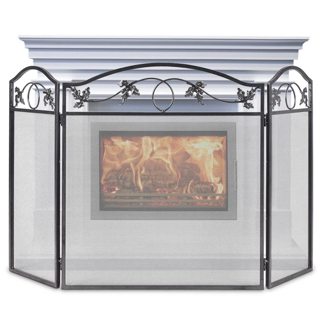 3 PANEL FOLDABLE Fire Screen Protector Fireplace Fence Freestanding