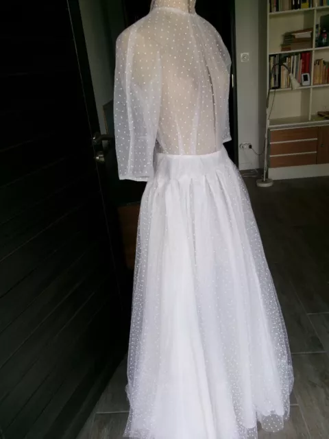 robe de mariée petite taille tulle longue blanche jupe taffetas doublée plumetis