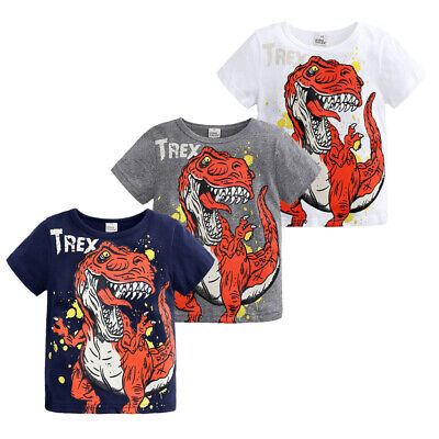 Kids Baby Boys Girls Dinosaurs Short Sleeve T-shirt Clothes Child Toddler Tops