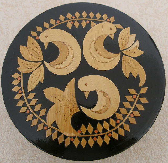 Russische Lackdose mit Vögeln inkrustiert! HANDGEMACHT! MADE IN USSR! 1985!