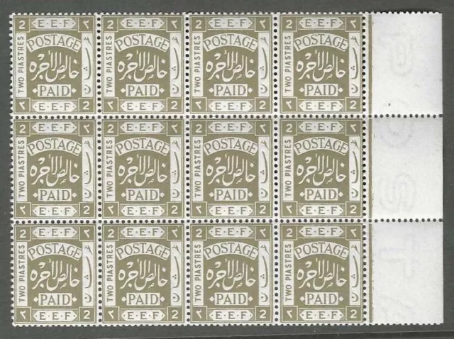 PALESTINE : 1918  EEF 2p  olive  SG 11a MNH block of 12 MNH