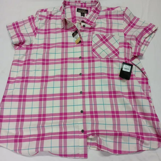 Noble Outfitters Shirt Women's Size XXL Fuchsia Plaid Short Sleeve Western Style
