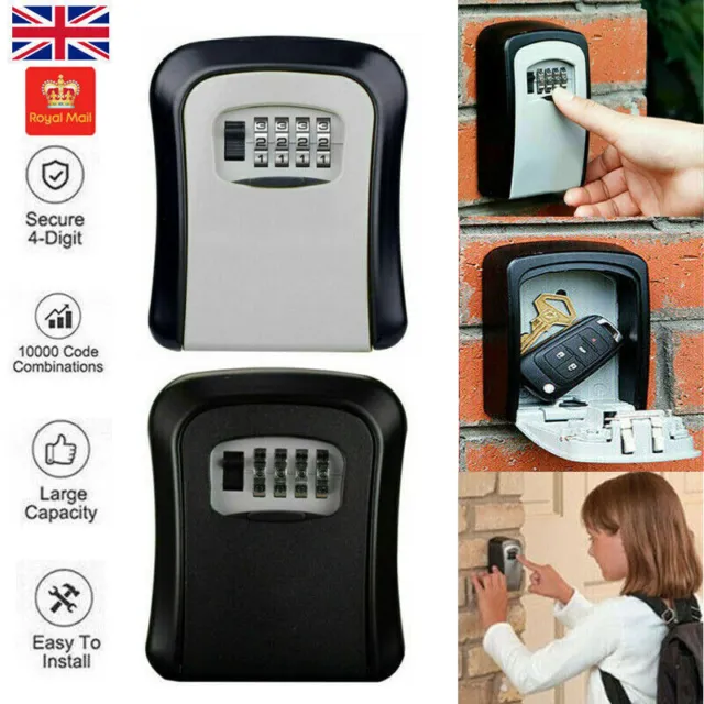Key Safe Box 4 Digit Wall Mounted Outdoor High Security Code Lock-Storage Kit UK