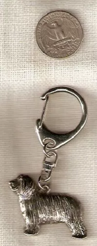 Bearded Collie Beardie Nickel Silver Key Ring Chain Holder Jewelry LAST ONE!*
