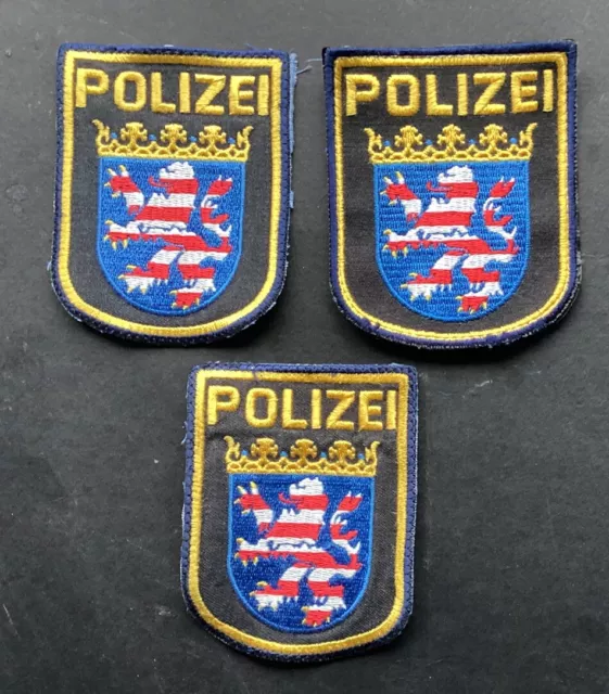 3x VINTAGE POLICE GERMANY POLIZEI EMBROIDERED PATCH WOVEN CLOTH SEW-ON BADGES