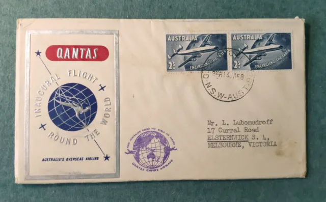 QANTAS - 1958 - 'Inaugural Flight Round the World' - Souvenir Cover