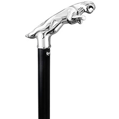 VINTAGE HANDLE HARVEY Canes Jaguar Brass Head Black Cane Walking Stick