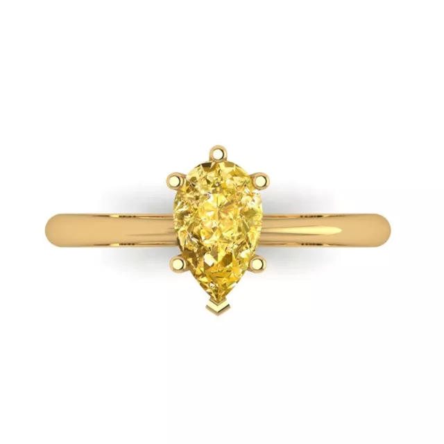 1ct Pear shape Real Citrine Wedding Bridal Promise Classic Ring 14k Yellow Gold