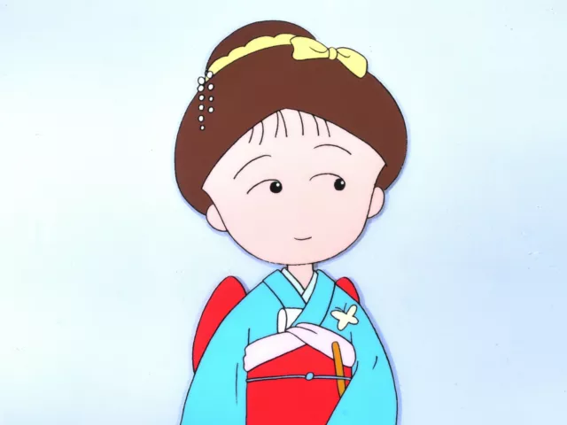 Chibi Maruko-chan - Girl in Kimono Original Japanese Animation Production cel