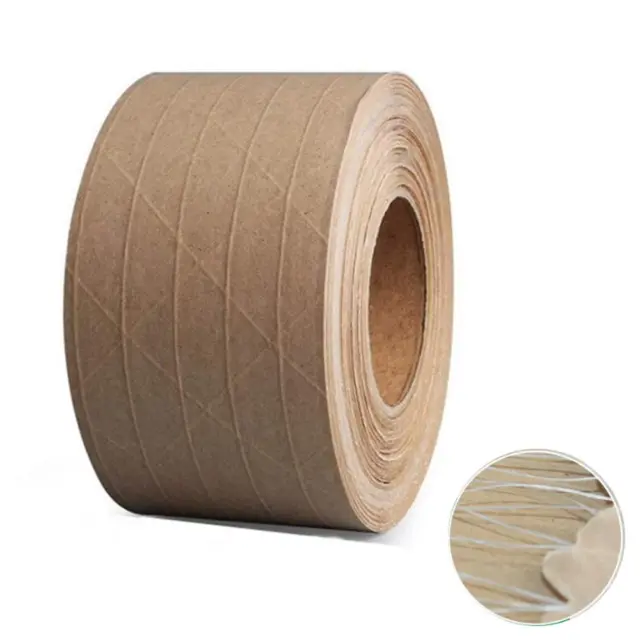 Reinforced Gummed Kraft Paper Tape, Water Activated Tape, 50 Yds Length X 2" Wi