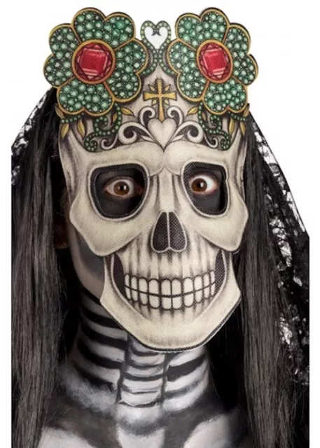 Adults Day Of The Dead Mask Fancy Dress Costume Accessory Mexican Sugar Skull