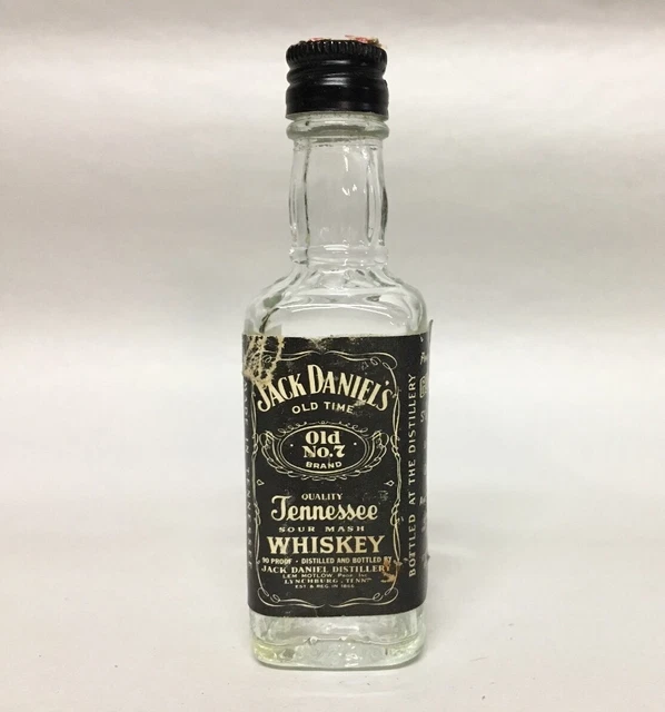VINTAGE JACK DANIELS Mini Glass Whiskey Bottle EMPTY 1/10 PINT