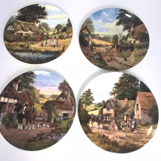 X4 Royal Doulton "Harvest Time" Series Collectible Plates, Boxed with COA