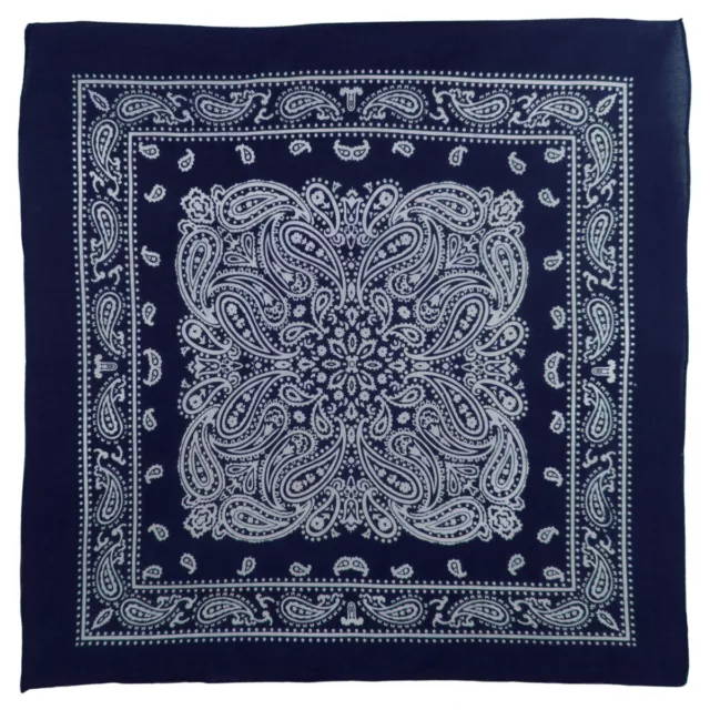 XL Montana Paisley Bandana Soft Lightweight Cotton Extra Large 26" x 26" - Navy