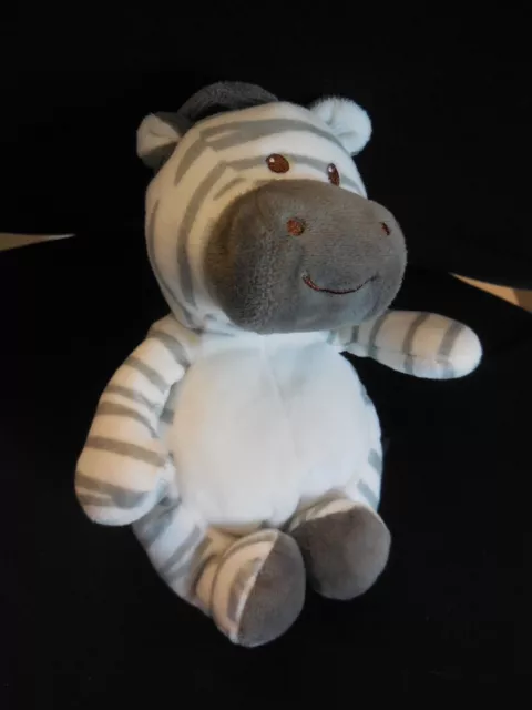 doudou peluche zèbre blanc gris GIPSY 19cm - état NEUF