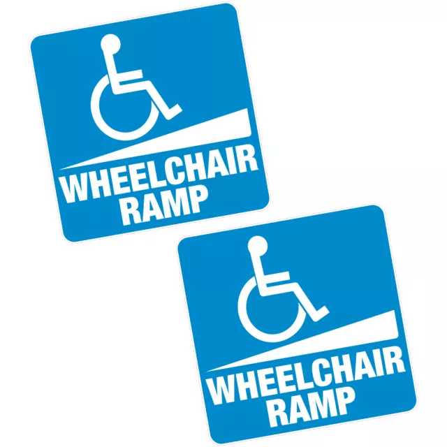 2 x Wheelchair Ramp Vinyl Sticker 4" 100mm Sq. Blue Badge Home Shop Motability