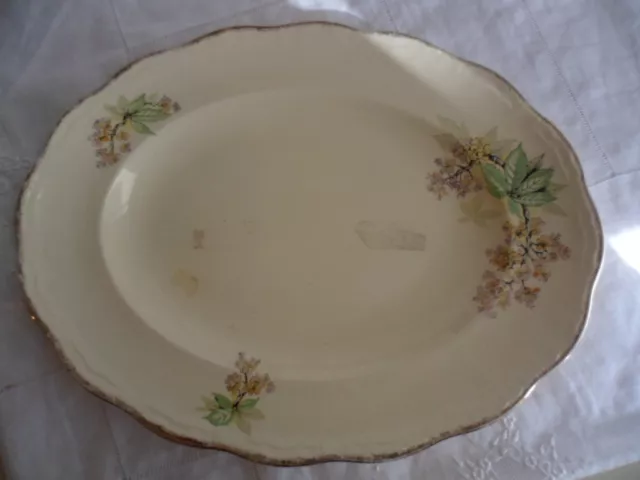 Vintage Old Alfred Meakin Antique Serving Platter Plate Marigold Marquis Shape