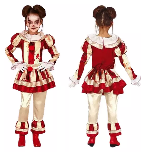 Kids Halloween Killer Clown Costume Children Circus Fancy Dress Boys Girls UK