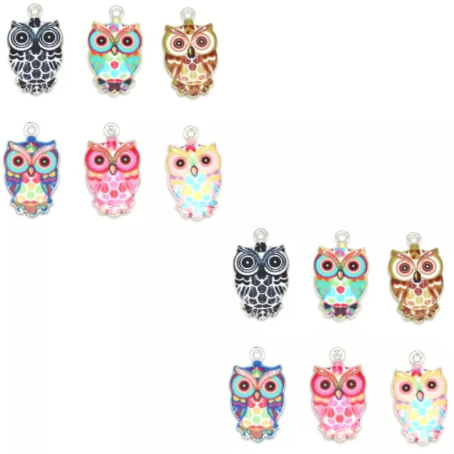 24 Pcs Owl Christmas Ornaments Charm Holder for Necklace Hand Jewelry
