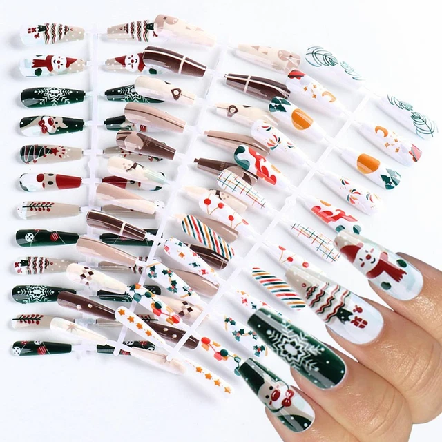 Pointe des ongles Faux clou de cercueil de Noël Faux ongles Portable Manucure