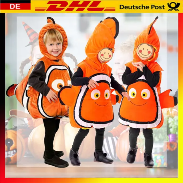 DE Clown Fisch Nemo Kostüm Fasching Karneval Verkleidung Kinder Mädchen Jungen *