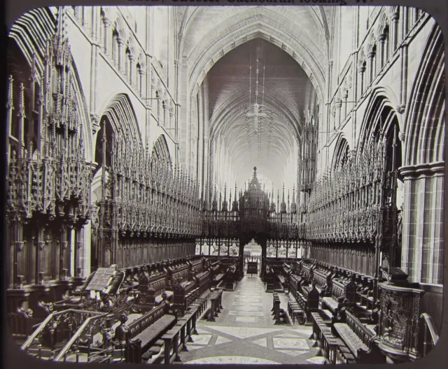 Glass Magic Lantern Slide CHESTER CATHEDRAL CHOIR LOOKING W C1890 PHOTO CHESTER