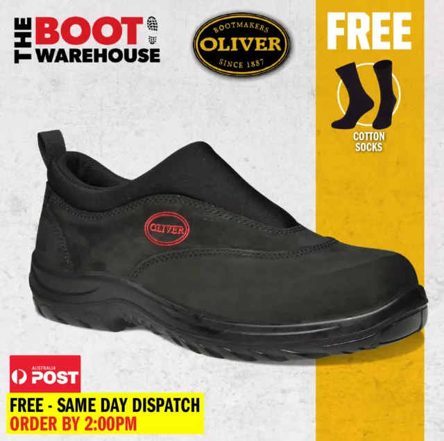 Oliver Work Boots 34610. Steel Toe Safety. Black Slip-On Sports Shoe. BRAND NEW!