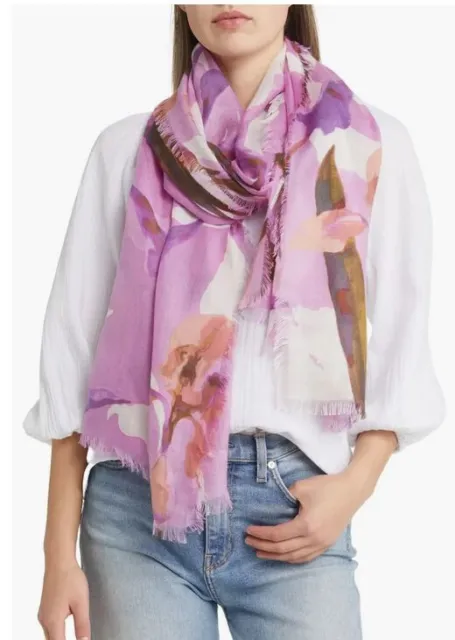 NORDSTROM Silk Cashmere Blend Purple Majestic Eyelash Scarf Wrap NEW $99.00