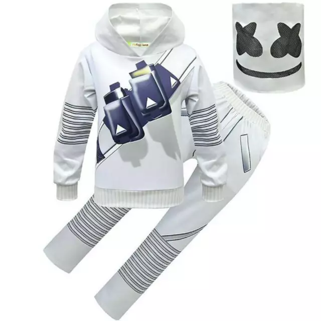 Marshmallow DJ Costume Fancy Dress Tracksuit Set Masks Kids Boys Girls BookDayש