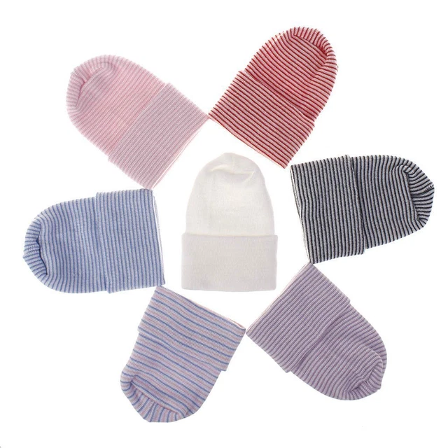 Cap Infant Striped Fetal Hat Newborn Hospital Cap Beanie Hat Baby Boy Girl Hat