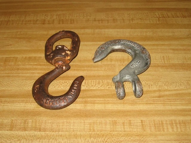 Crosby WLL 1 1/2 T Swivel Lifting Hook & High Test Forged 3/8 Clevis Steampunk