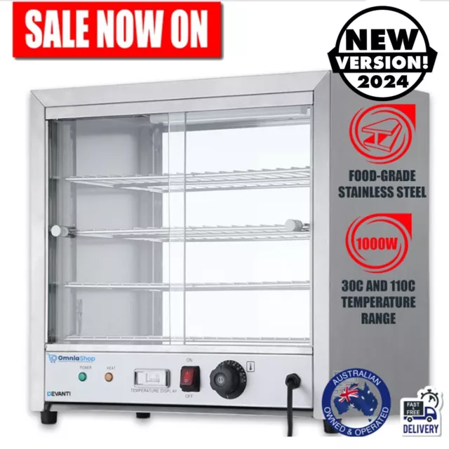 Food Warmer Pie Hot Display Showcase Cabinet Stainless Steel Devanti Commercial