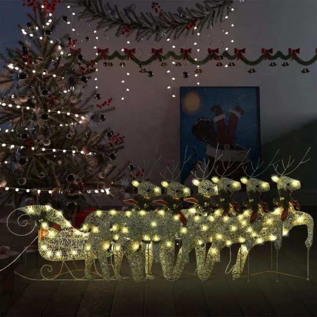 Reindeer & Sleigh Christmas Decoration 140 LEDs   J6O6