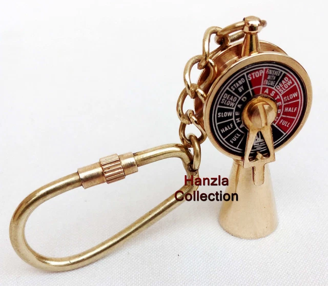 Brass Nautical Telegraph Key Chain Vintage Ship Telegraph Key Ring Engine Room