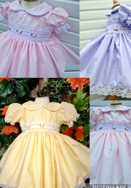 DREAM 0-8 years BABY GIRLS  traditional smocked  twirly dress various colours